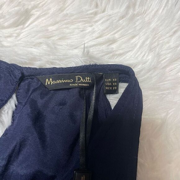 Massimo Dutti Maxi Dress Bridesmaid Flowy Lightweight Sleeveless Size XS Navy Bl - Picture 4 of 15